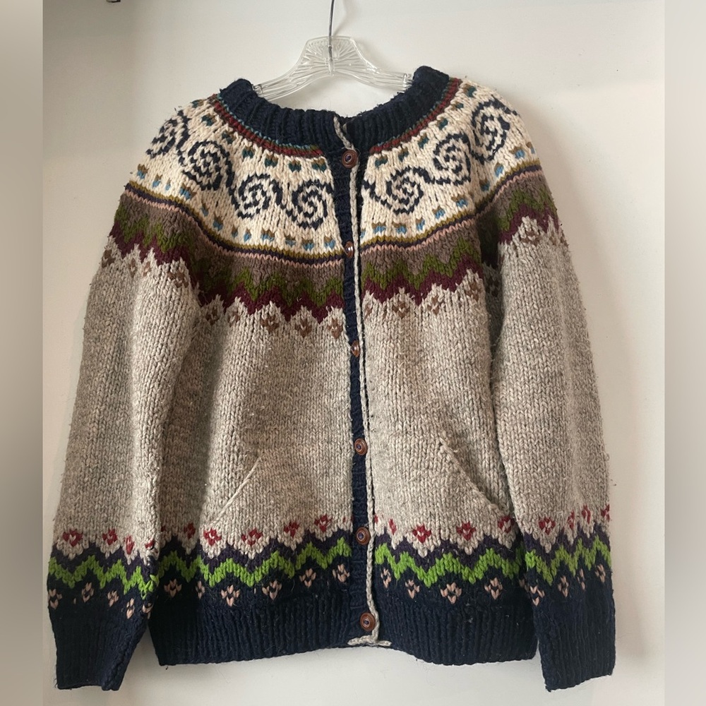 Vintage Handmade Sisandina 100% Natural Wool Sweater - Picture 2 of 14
